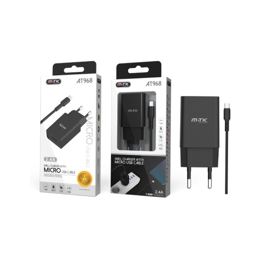 CHARGING ADAPTER WITH MICRO CABLE 2.4A MTK BLACK CHARGING ADAPTER WITH MICRO CABLE 2.4A MTK BLACK
